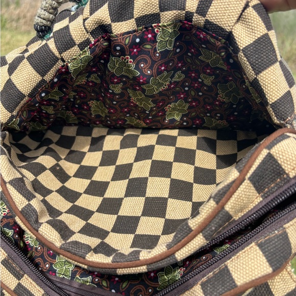 Stylish Brown and Green Checkered Handbag by Lily Excellent Condition - Picture 9 of 11